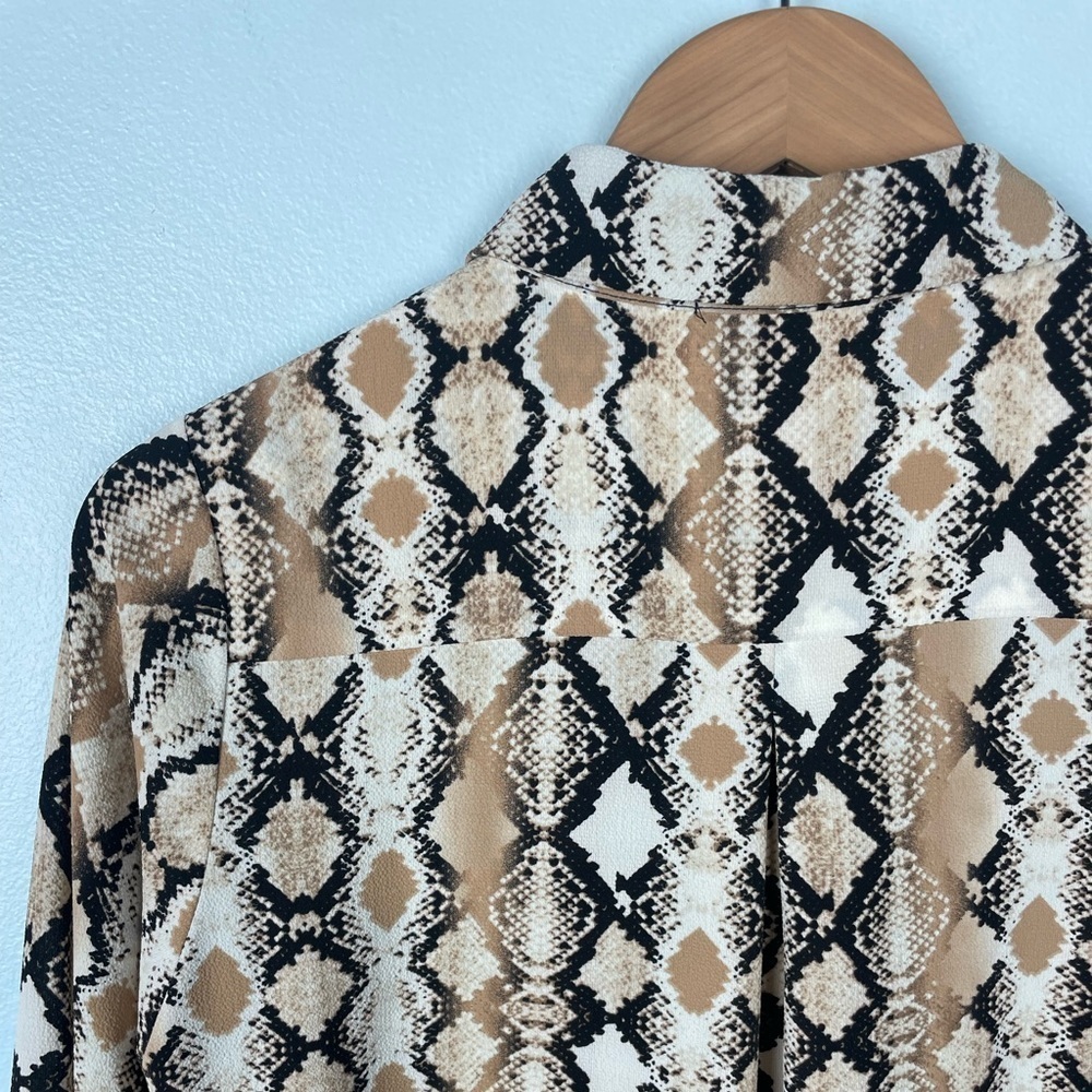 Three Eighty Two Mara Button Front Mini Dress In Python Reptile Size Small - Picture 11 of 16